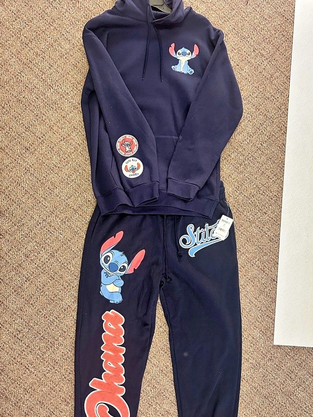 Disney Stitch & Angel Navy Hoodie Jogger Set NWT Size Medium